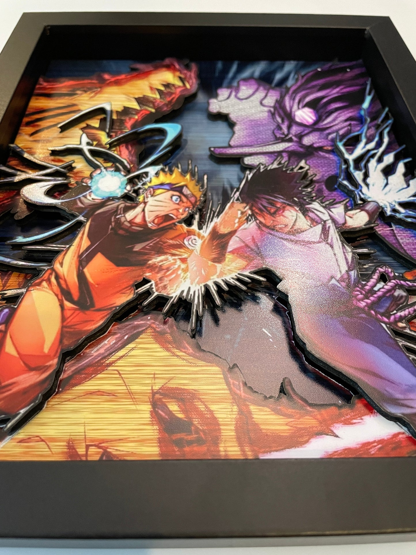 Naruto Rasengan vs Sasuke Chidori - 8x10 3D Shadow Box!