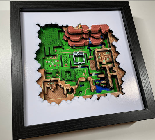 Legend of Zelda: A Link to the Past - Hyrule Map - The Light World 9x9 3D Shadow Box!