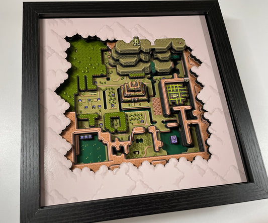 Legend of Zelda: A Link to the Past - Hyrule Map - The Dark World 3D Shadow Box!