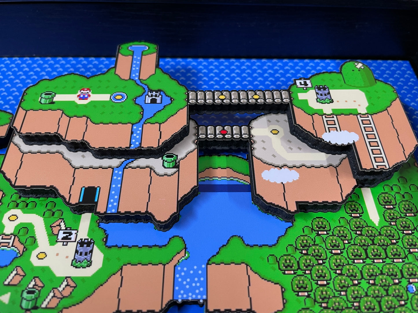 Super Mario World - SNES Overworld Map - 9x9" 3D Shadow Box!