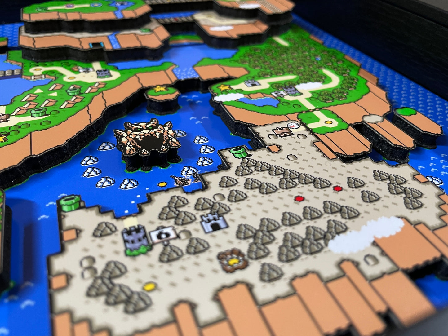 Super Mario World - SNES Overworld Map - 9x9" 3D Shadow Box!