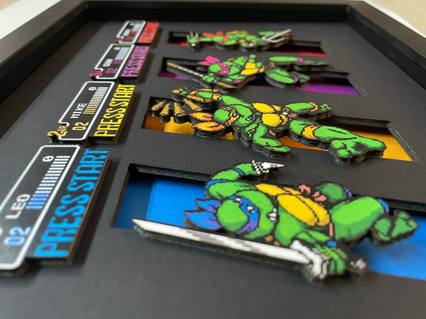 Ninja Turtle Classic Arcade Game - 3D 8x10 Shadow Box!  Character Select Screen