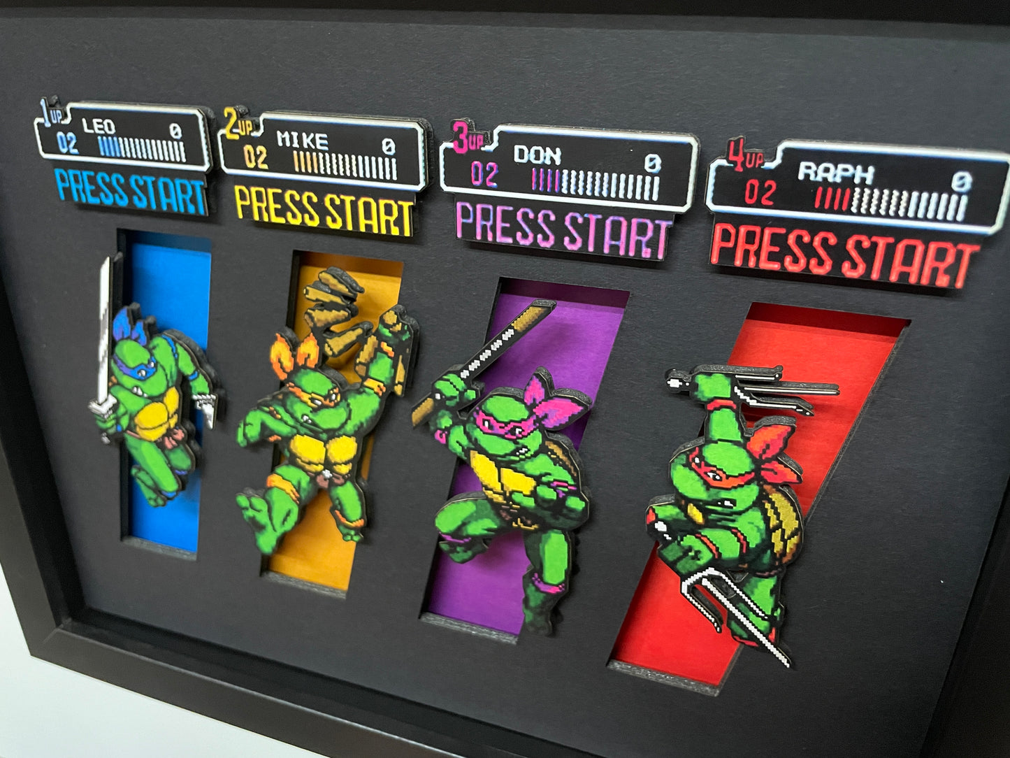 Ninja Turtle Classic Arcade Game - 3D 8x10 Shadow Box!  Character Select Screen