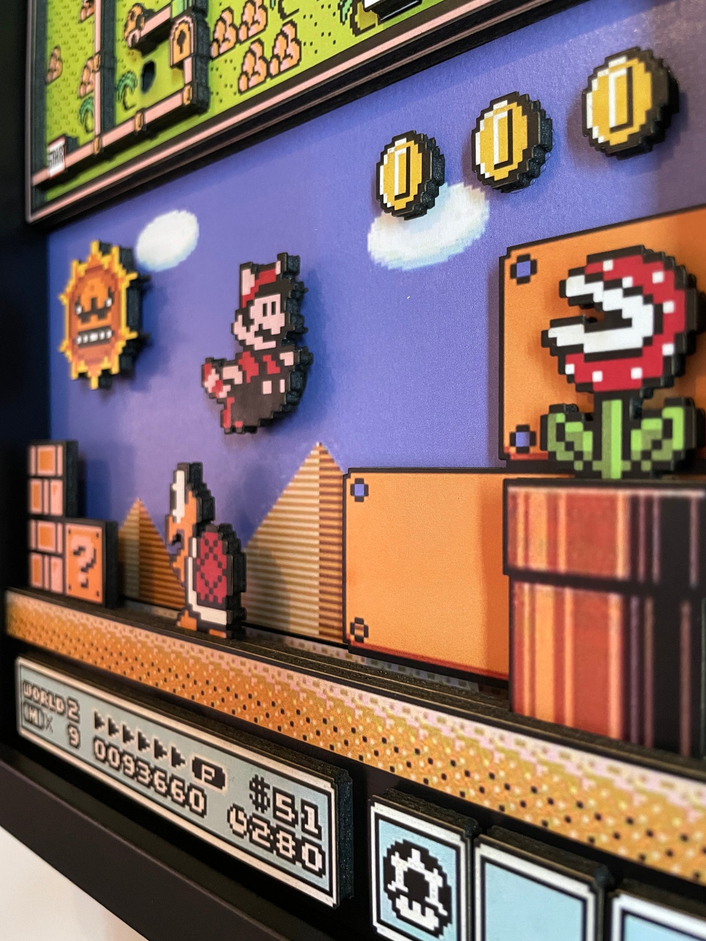 Mario Brothers 3 - 8x10 3D Shadowbox - NES Desert Land!