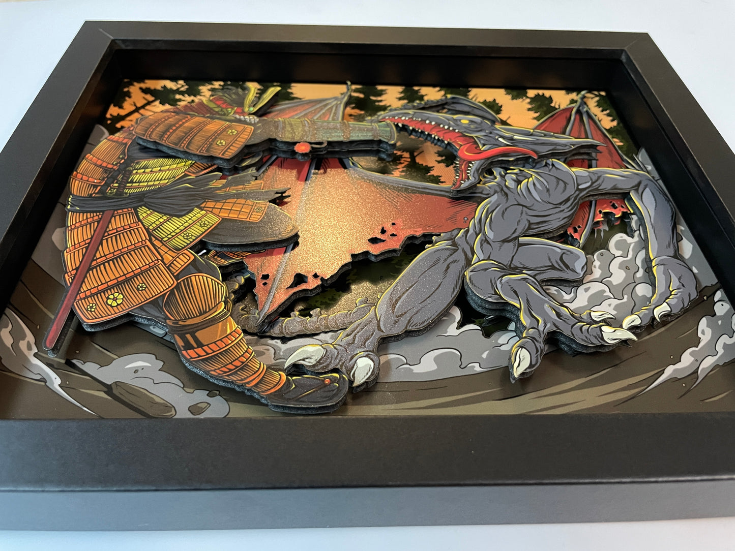 Metroid - Samurai Samus vs Ridley - 3D 8x10 Shadow Box!