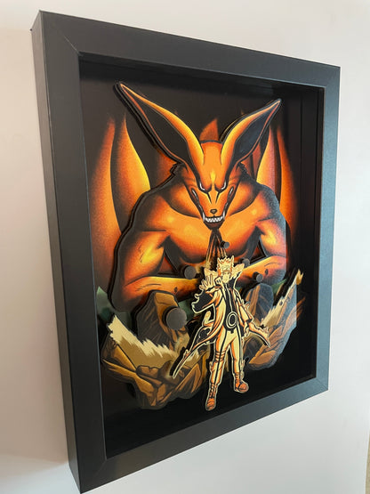 Naruto - Kurama 3D 8x10 Shadow Box!  Naruto Uzumaki and Nine-Tails Chakra Mode!