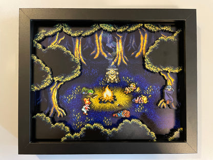 Chrono Trigger - Fiona's Forest - Campfire 8x10 3D Shadow Box!