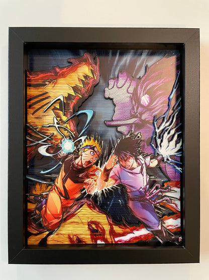 Naruto Rasengan vs Sasuke Chidori - 8x10 3D Shadow Box!