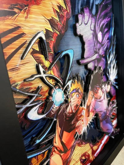 Naruto Rasengan vs Sasuke Chidori - 8x10 3D Shadow Box!