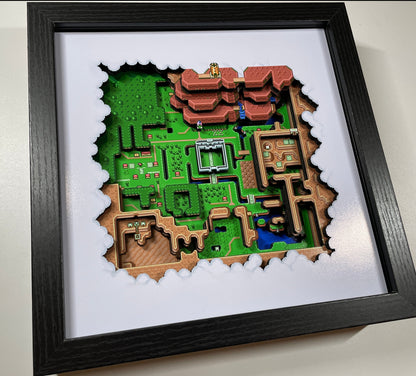 Legend of Zelda: A Link to the Past - Hyrule Map - The Light World 9x9 3D Shadow Box!