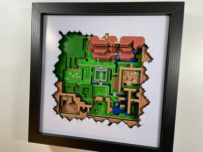 Legend of Zelda: A Link to the Past - Hyrule Map - The Light World 9x9 3D Shadow Box!