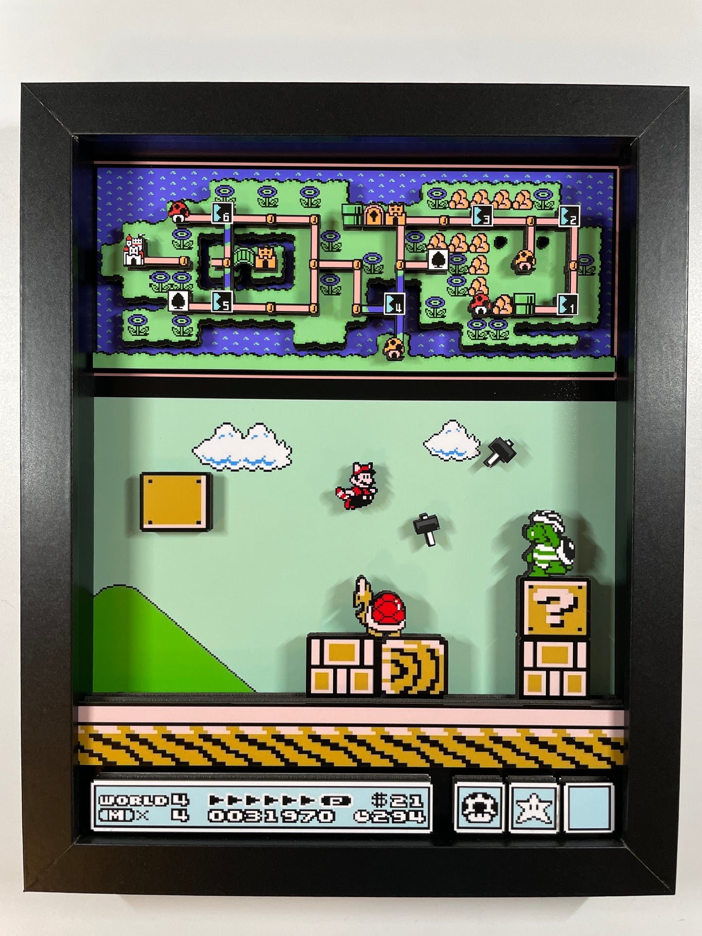 Mario Brothers 3 - World 4 - NES Giant World - 8x10 3D Shadowbox!