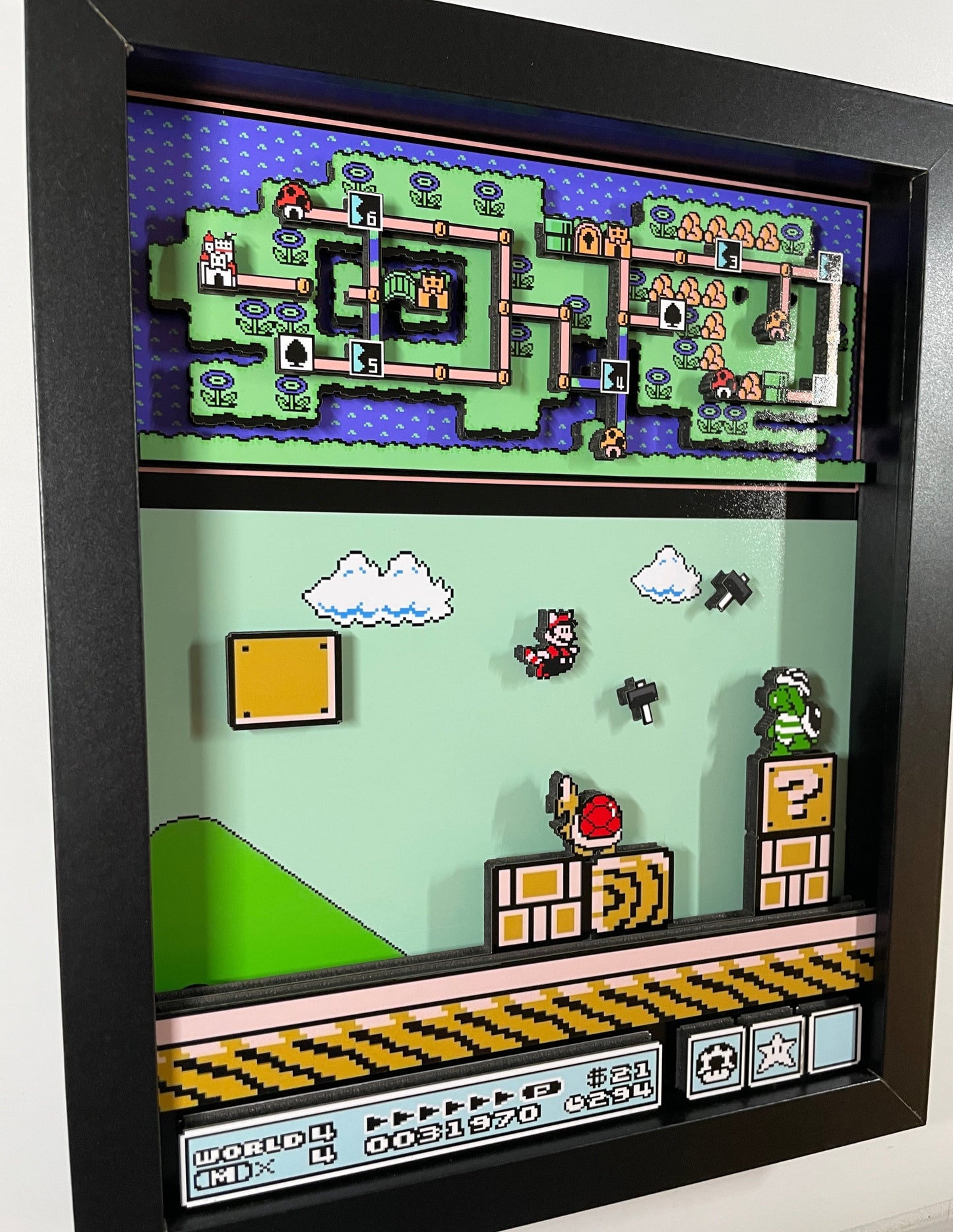 Mario Brothers 3 - World 4 - NES Giant World - 8x10 3D Shadowbox!