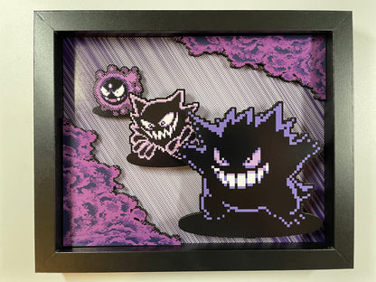 Gengar Pokemon Evolution - 8x10 3D Shadowbox!