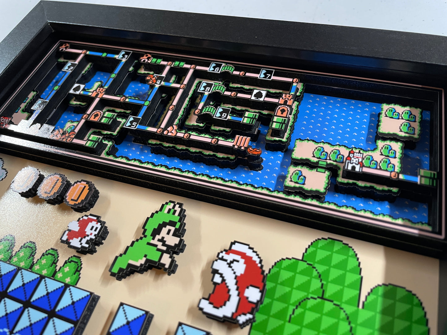 Mario Brothers 3 - World 3 - NES Water Land - 8x10 3D Shadowbox!