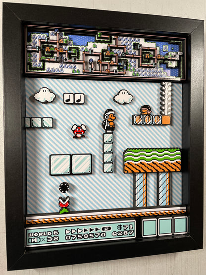 Mario Brothers 3 - World 6 - NES Ice Land - 8x10 3D Shadowbox!