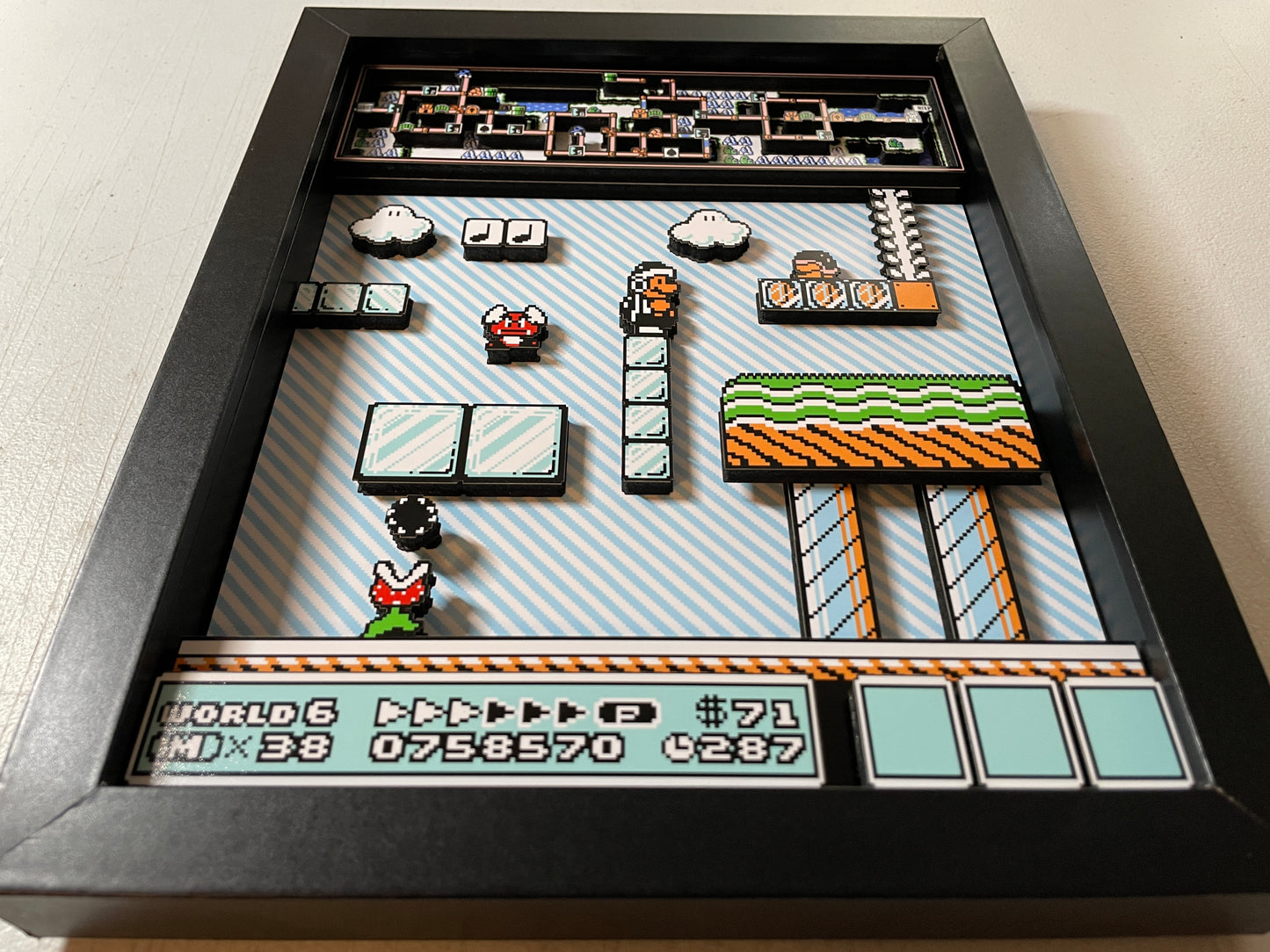 Mario Brothers 3 - World 6 - NES Ice Land - 8x10 3D Shadowbox!