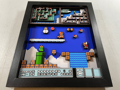 Mario Brothers 3 - World 5 - NES Sky Land - 8x10 3D Shadowbox!