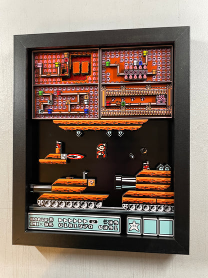 Mario Brothers 3 - World 8 - NES Dark World - 8x10 3D Shadowbox!