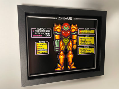 Samus - Metroid - Item Menu - 8x10 3D Shadow Box!