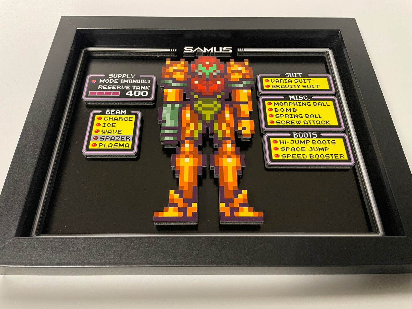 Samus - Metroid - Item Menu - 8x10 3D Shadow Box!