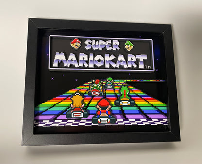 Super Mario Kart - Rainbow Road - SNES - 8x10 3D Shadow Box!