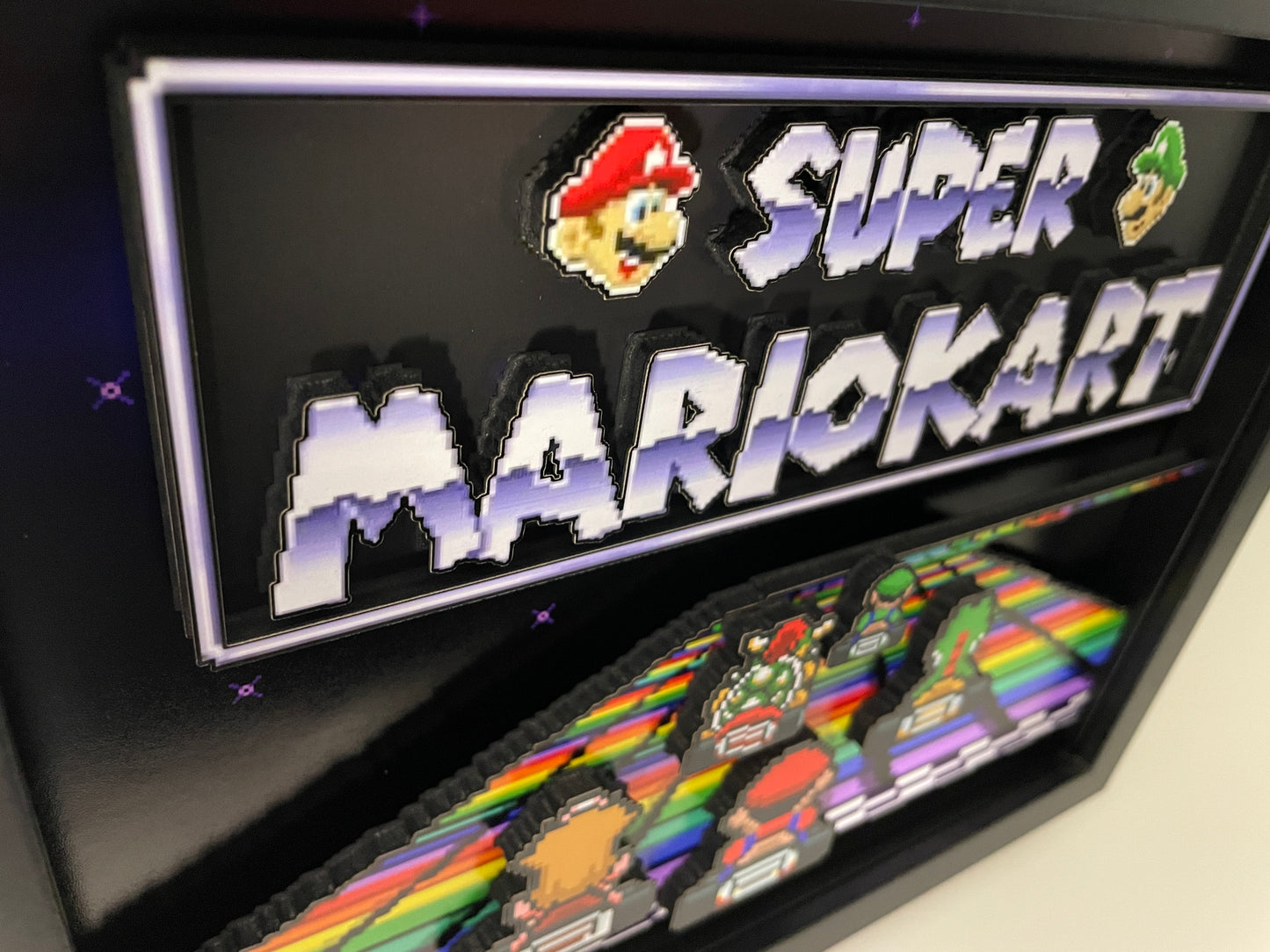 Super Mario Kart - Rainbow Road - SNES - 8x10 3D Shadow Box!