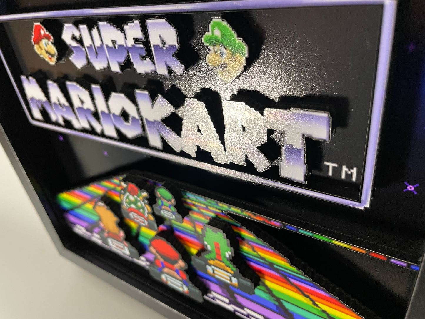 Super Mario Kart - Rainbow Road - SNES - 8x10 3D Shadow Box!