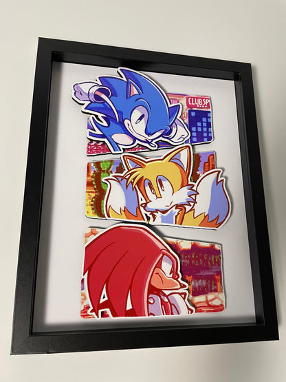 Sonic the Hedgehog - Tails - Knuckles - 11x14" 3D Shadow Box!