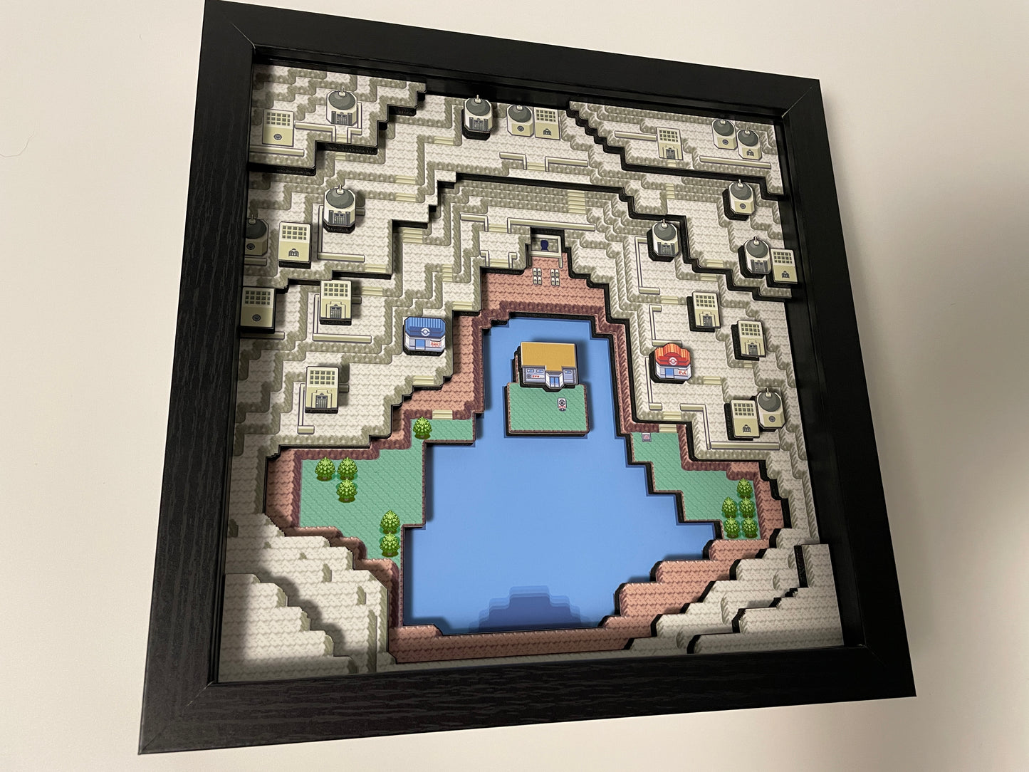 Sootopolis - Pokemon Ruby Map - 9x9" 3D Shadow Box!