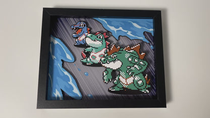 Totodile - Croconaw - Feraligatr - Pokemon Evolution - 8x10" 3D Shadow Box!