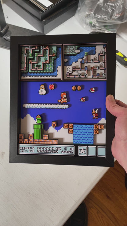 Mario Brothers 3 - World 5 - NES Sky Land - 8x10 3D Shadowbox!