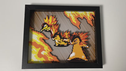 Cyndaquil - Quilava - Typhlosion - Pokemon Evolution - 8x10" 3D Shadow Box!