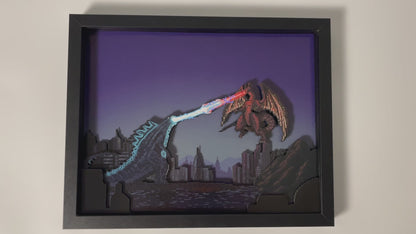 Godzilla vs Gyaos - 11x14" 3D Shadow Box!