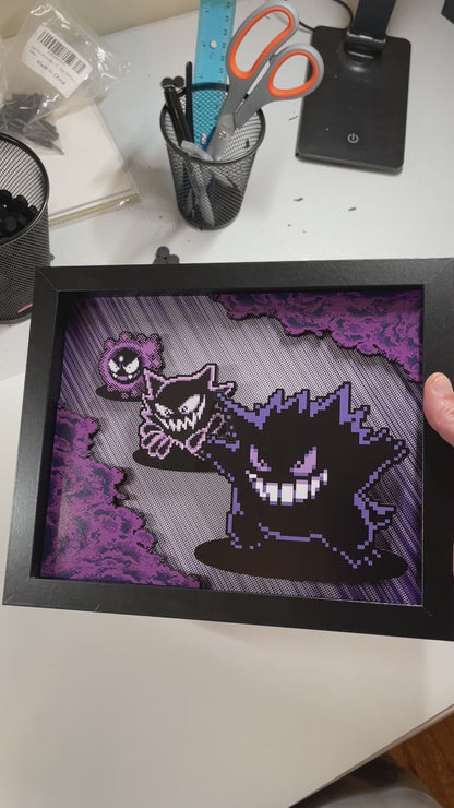 Gengar Pokemon Evolution - 8x10 3D Shadowbox!