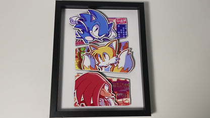 Sonic the Hedgehog - Tails - Knuckles - 11x14" 3D Shadow Box!