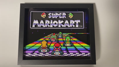 Super Mario Kart - Rainbow Road - SNES - 8x10 3D Shadow Box!