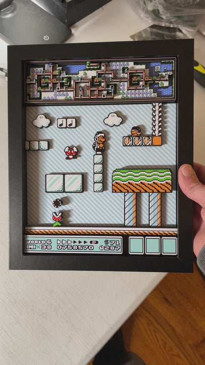 Mario Brothers 3 - World 6 - NES Ice Land - 8x10 3D Shadowbox!