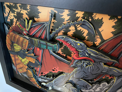 Metroid - Samurai Samus vs Ridley - 3D 8x10 Shadow Box!