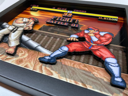 Street Fighter 2 - 3D 8x10 Shadow Box! Ryu vs M. Bison!