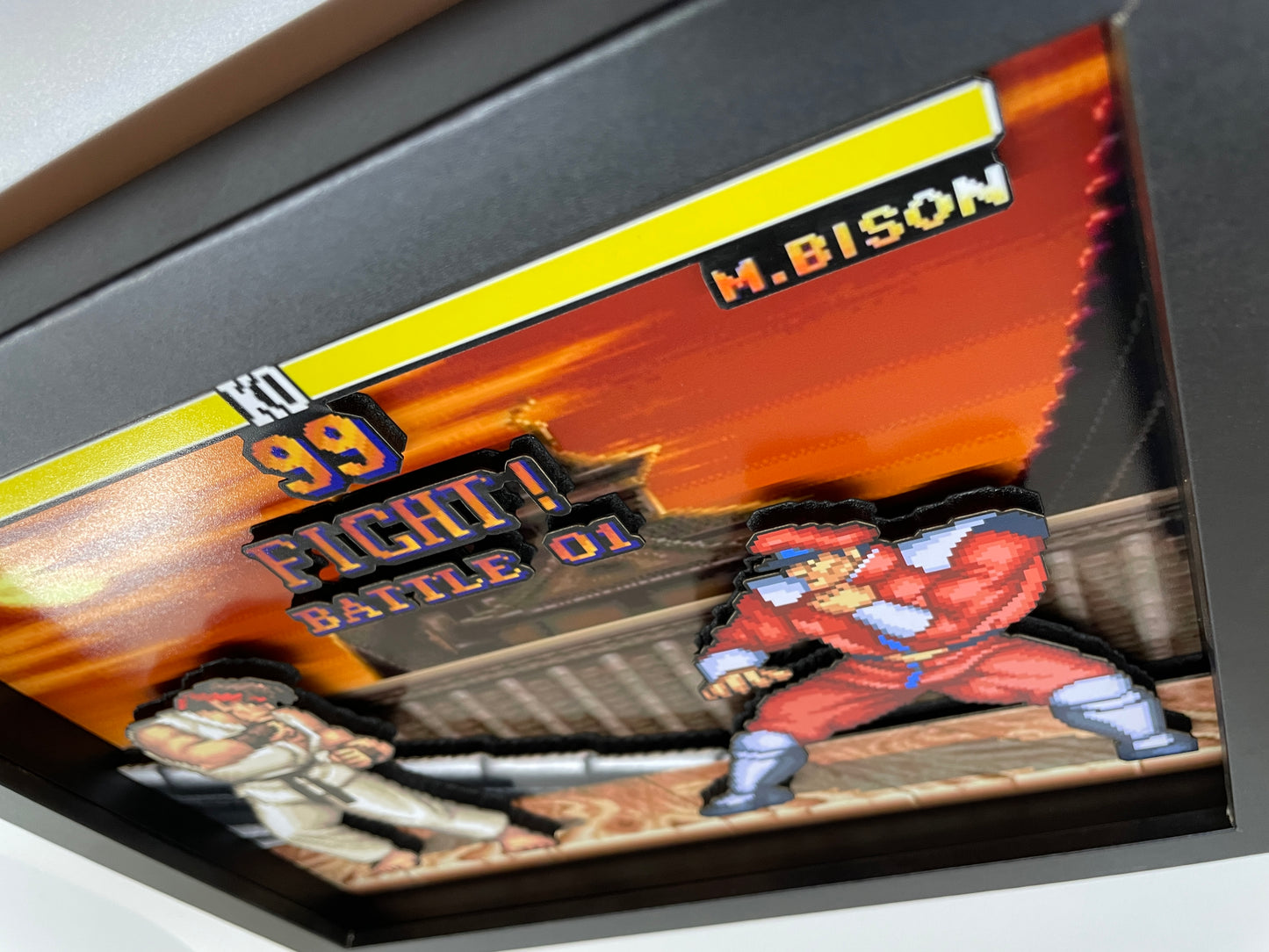 Street Fighter 2 - 3D 8x10 Shadow Box! Ryu vs M. Bison!
