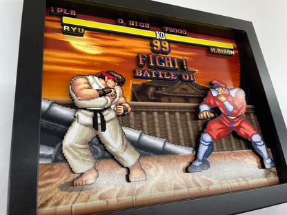 Street Fighter 2 - 3D 8x10 Shadow Box! Ryu vs M. Bison!