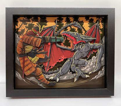 Metroid - Samurai Samus vs Ridley - 3D 8x10 Shadow Box!