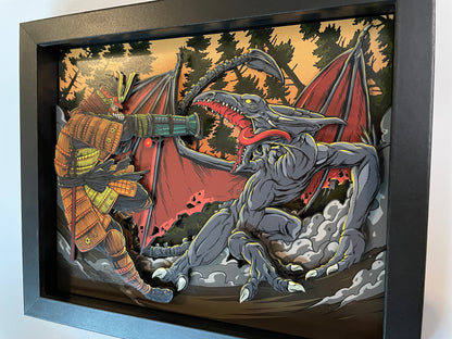 Metroid - Samurai Samus vs Ridley - 3D 8x10 Shadow Box!